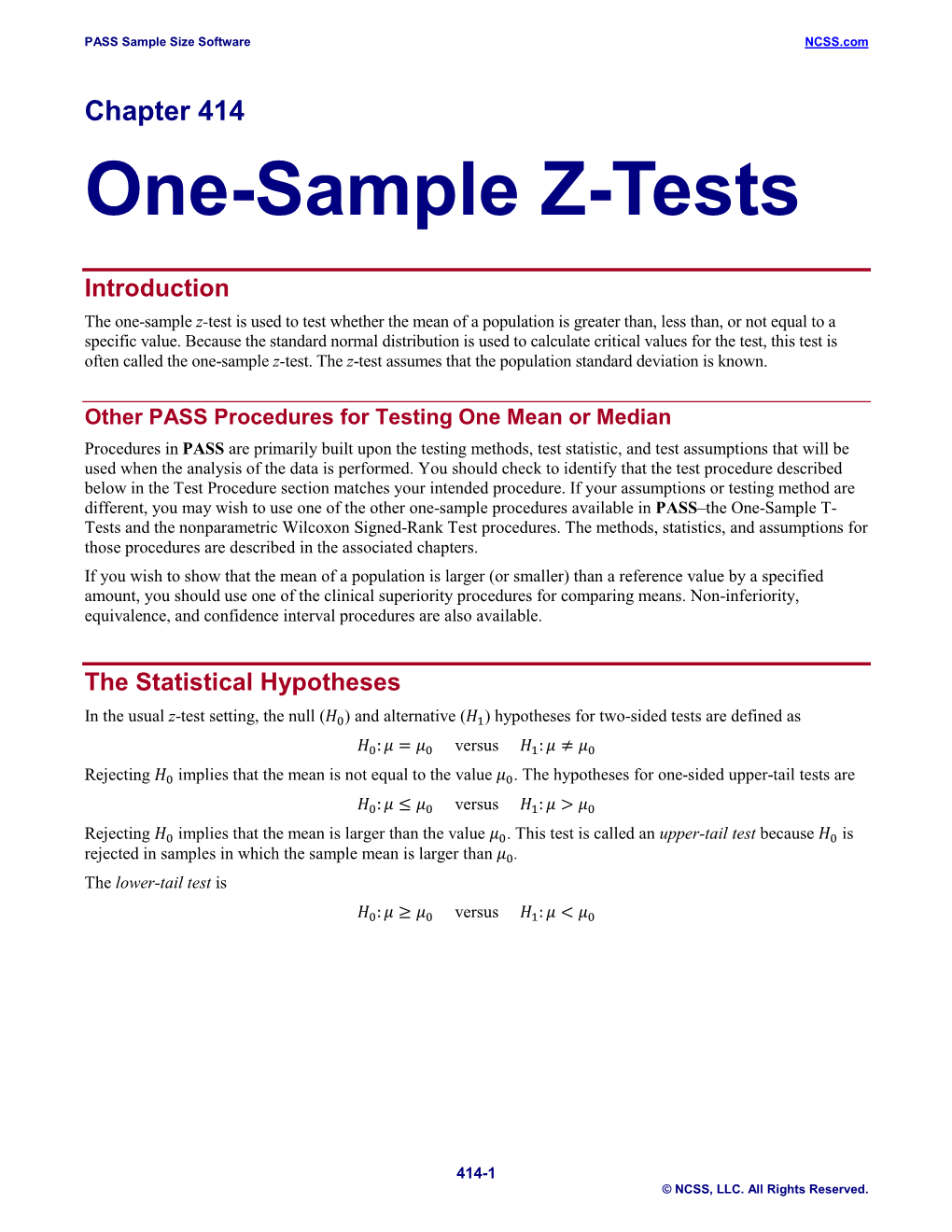 One-Sample Z-Tests