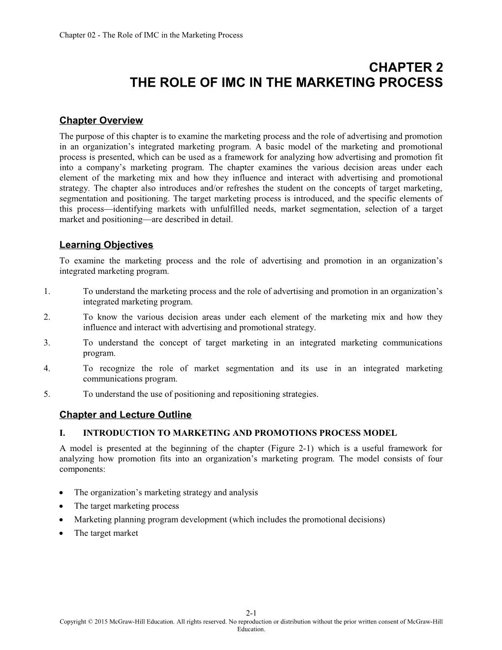 Chapter 02 - the Role of IMC in the Marketing Process