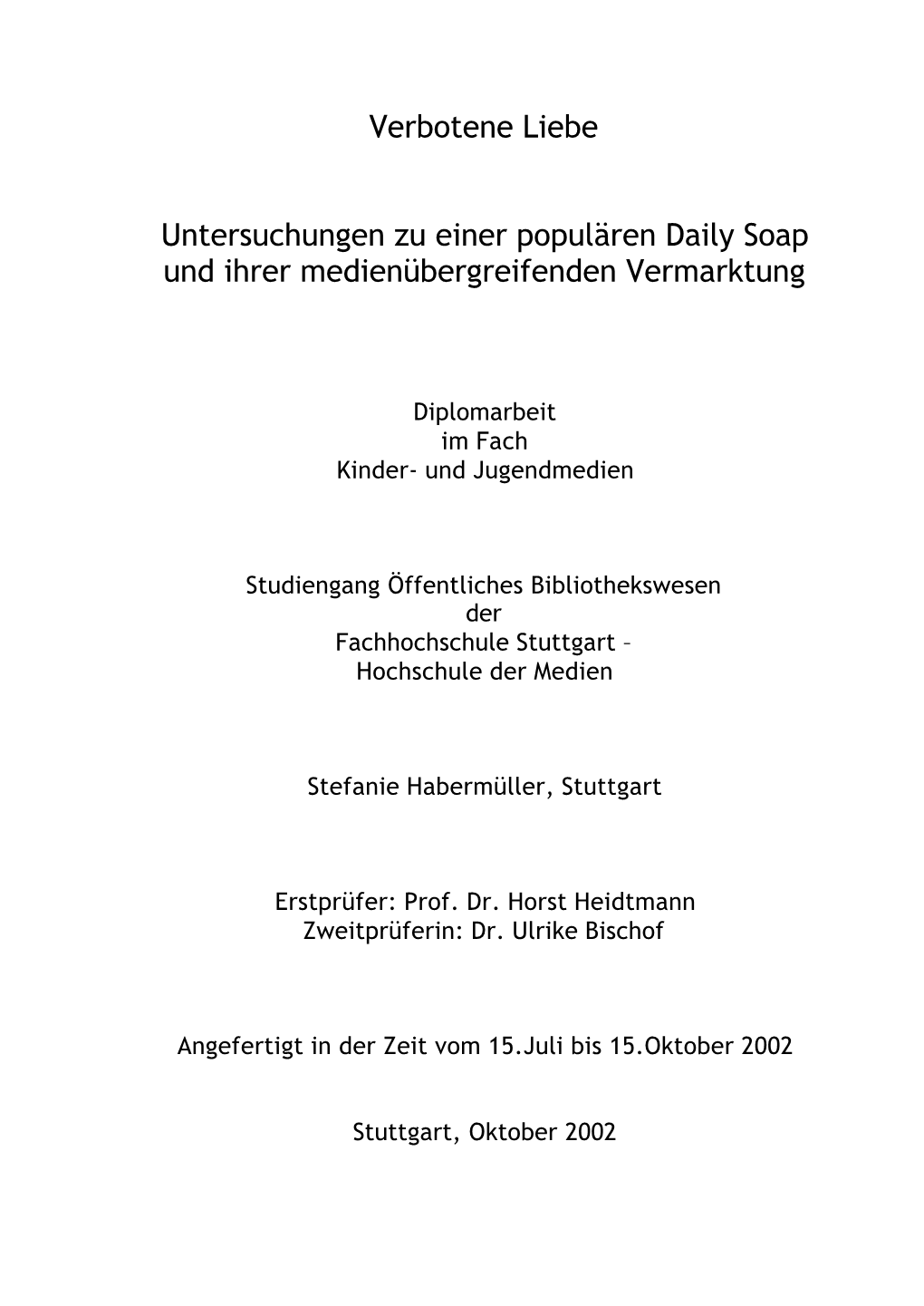 Verbotene Liebe Untersuchungen Zu Einer Populären Daily Soap Und