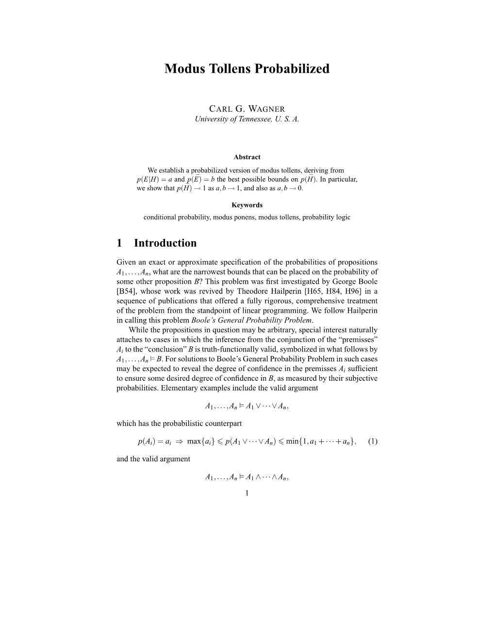 Modus Tollens Probabilized