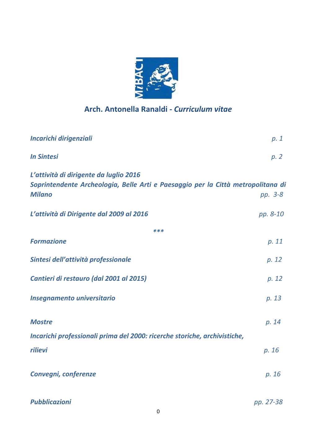 Arch. Antonella Ranaldi - Curriculum Vitae