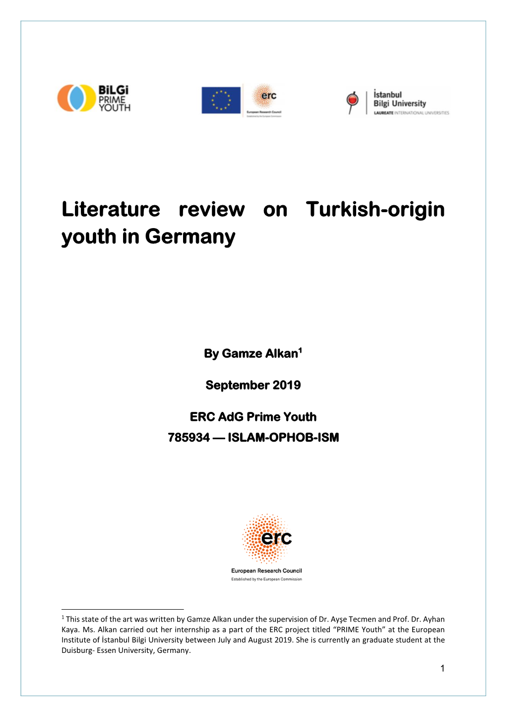 Literature Review on Turkish-Origin Youth in Germany