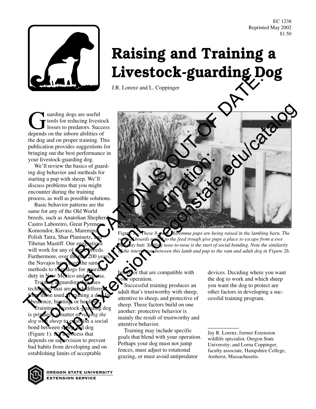 Raising and Training a Livestock-Guarding Dog, EC1238