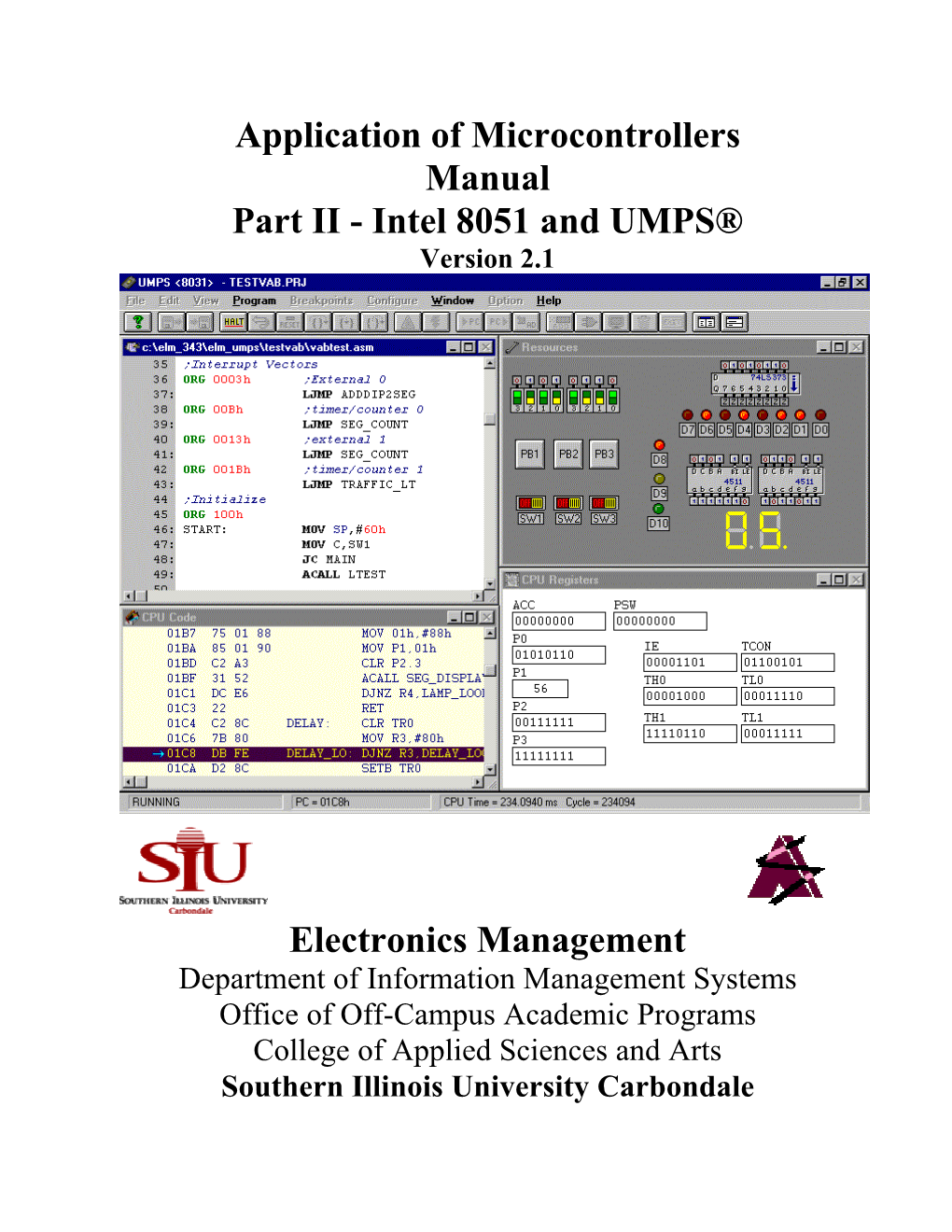 Application of Microcontrollers Manual Part II - Intel 8051 and UMPS® Version 2.1