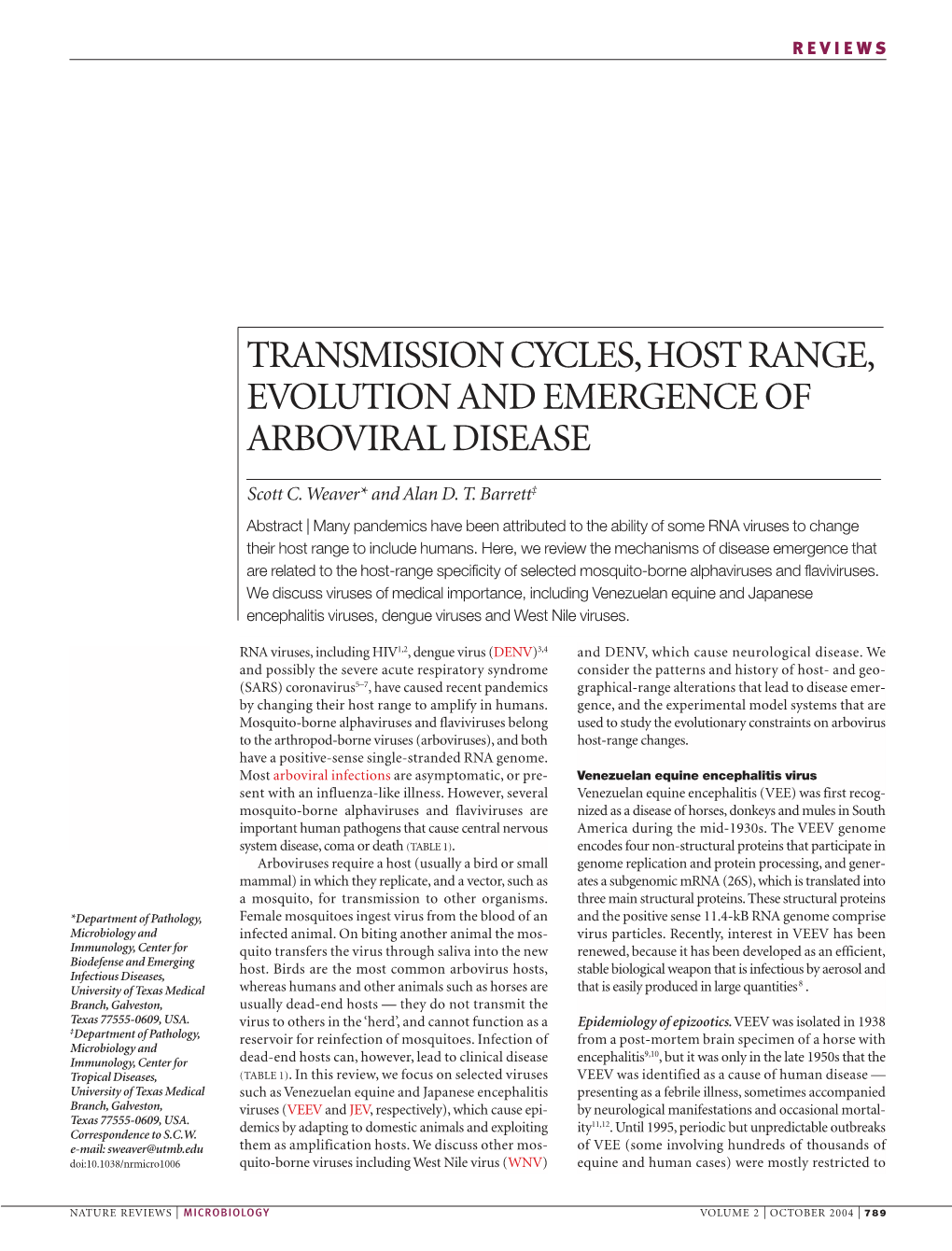 Transmission Cycles,Host Range, Evolution And