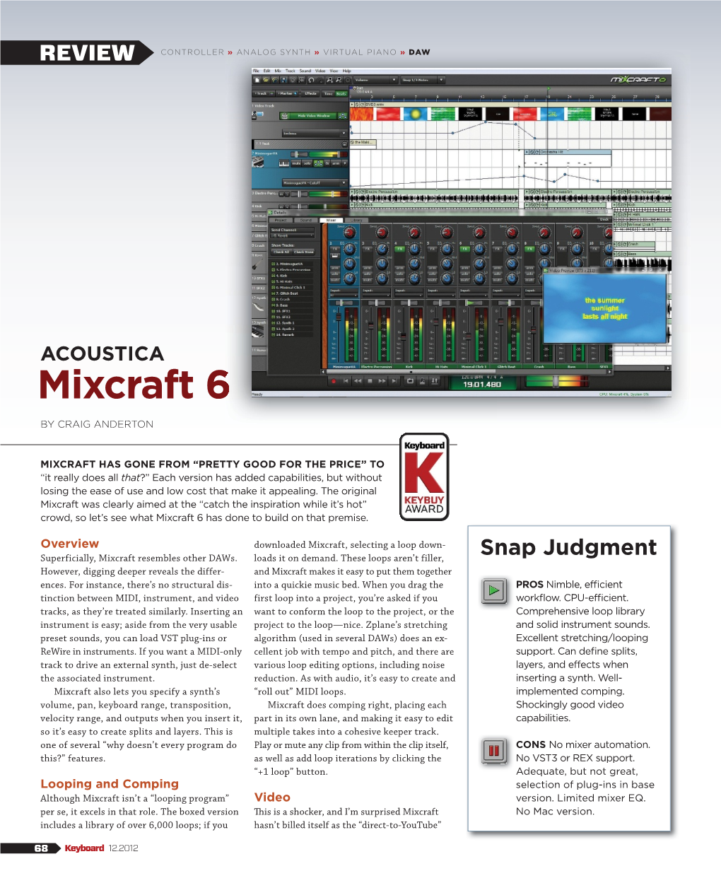 Keyboard Magazine Mixcraft Review