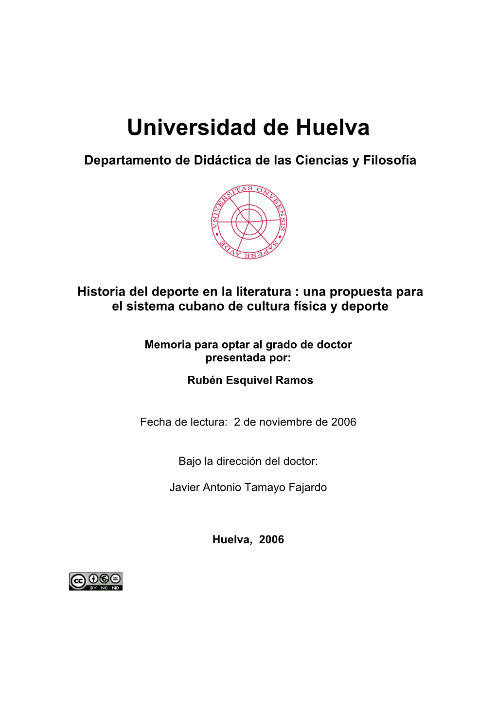 Universidad De Huelva Departamento De Didáctica De Las Ciencias Y