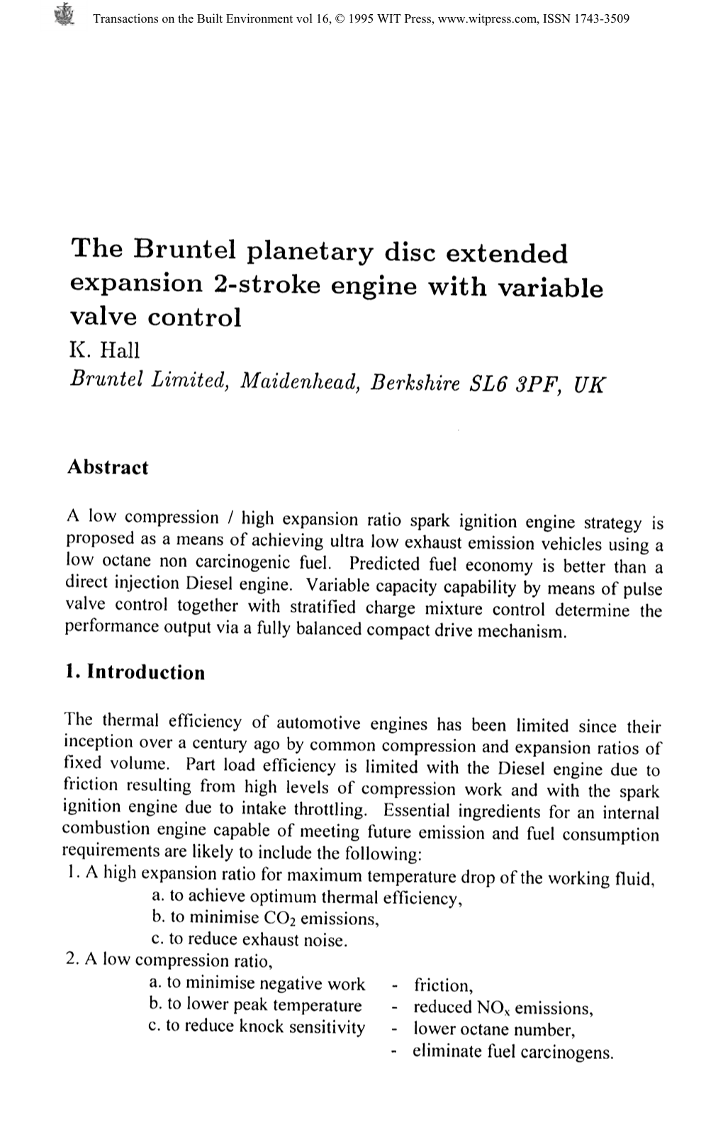 The Bruntel Planetary Disc Extended Expansion 2-Stroke Engine With