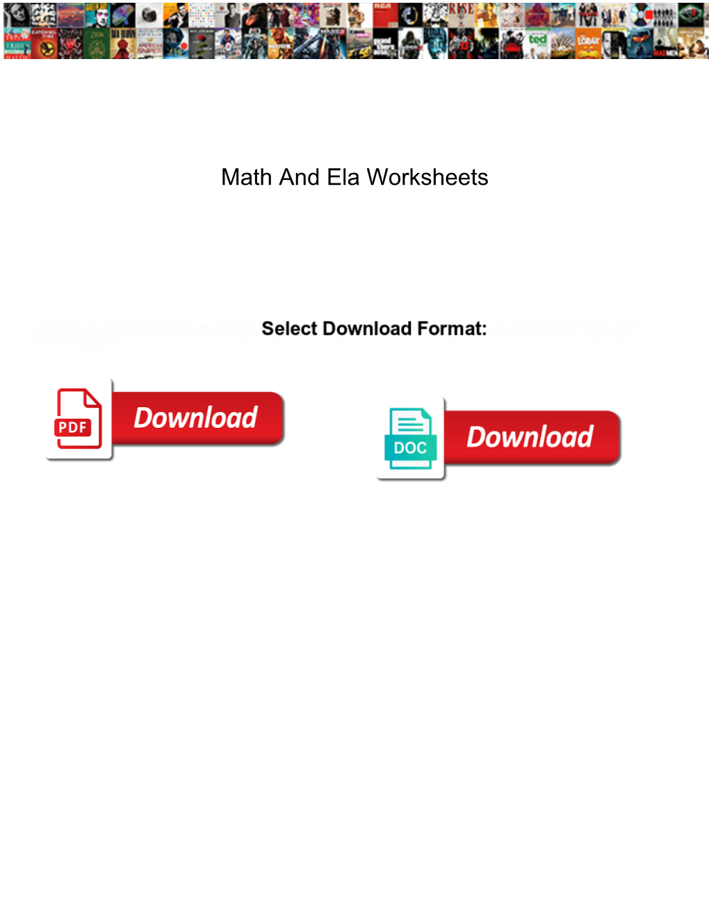 Math and Ela Worksheets