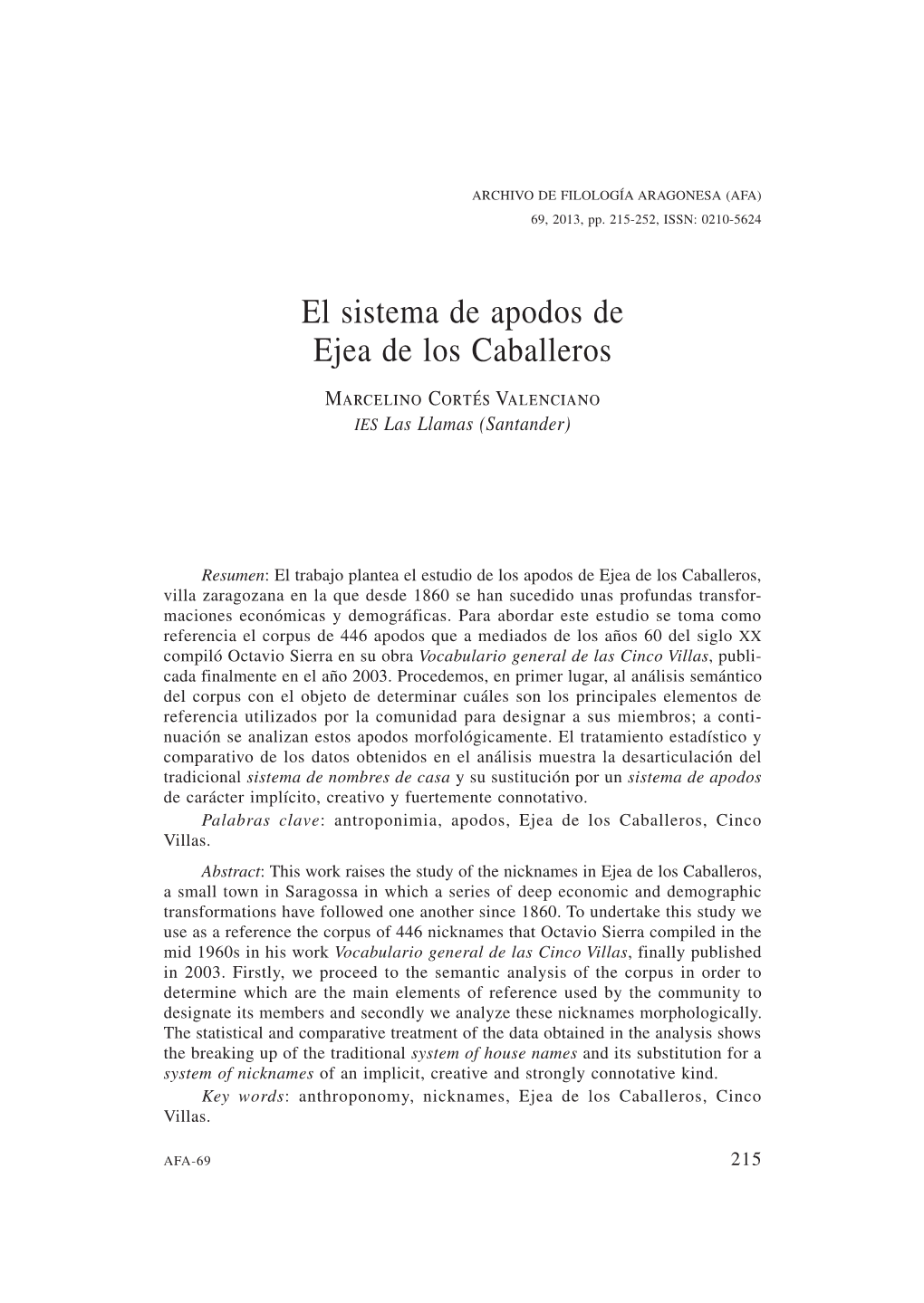 12. El Sistema De Apodos De Ejea De Los Caballeros, Por Marcelino