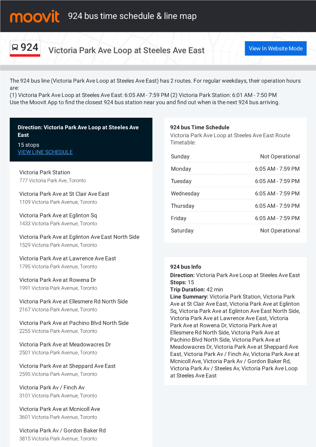 924 Bus Time Schedule & Line Route