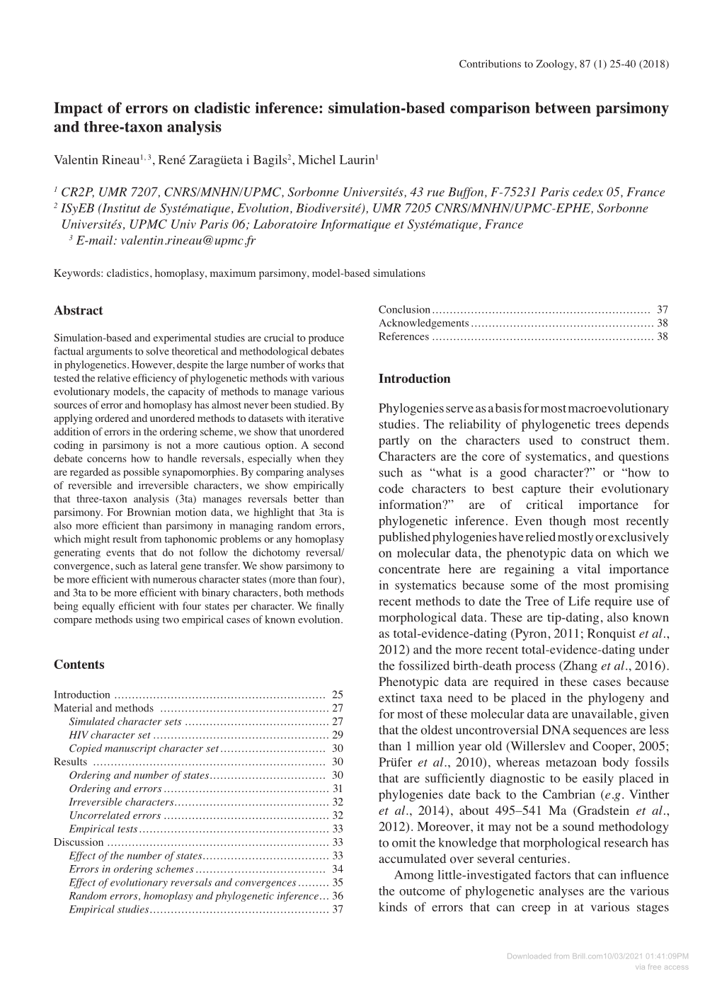 Downloaded from Brill.Com10/03/2021 01:41:09PM Via Free Access 26 Rineau Et Al