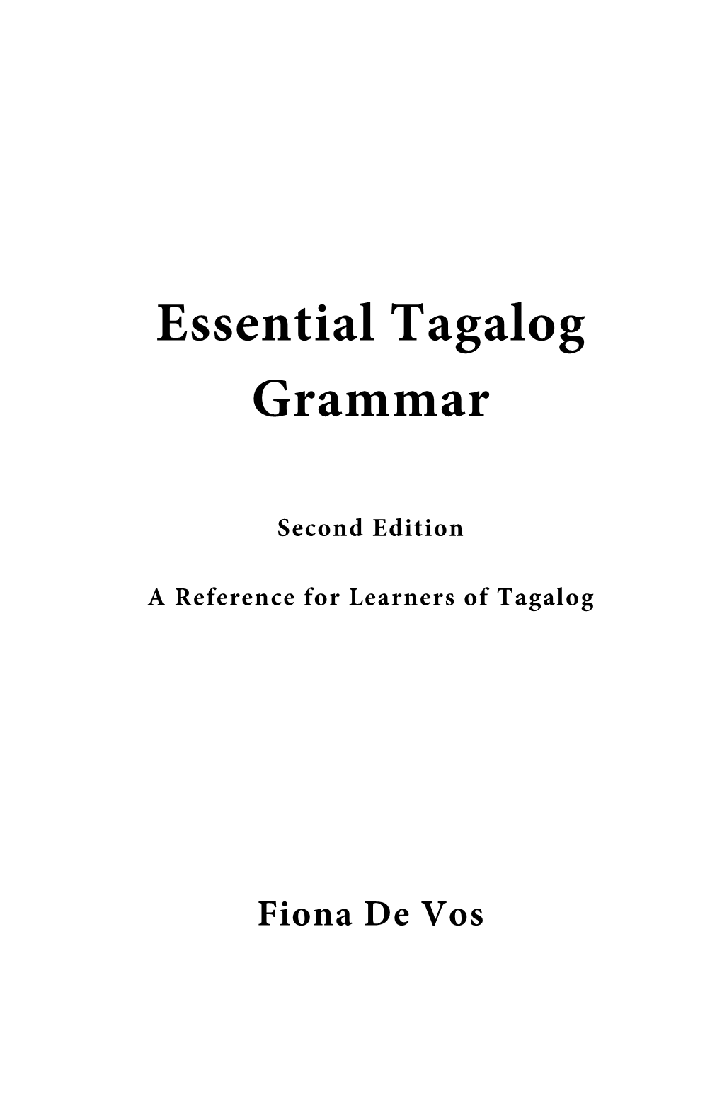 Essential Tagalog Grammar