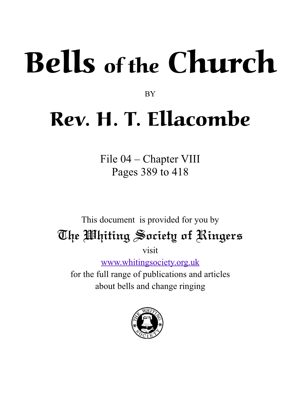 Bells of the Church Rev. H. T. Ellacombe