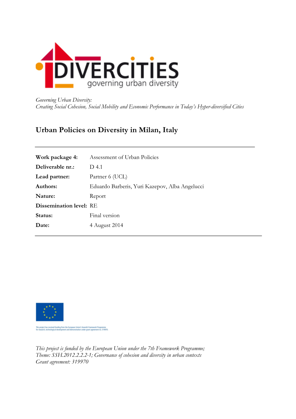 Urban Policies on Diversity in Milan, Italy