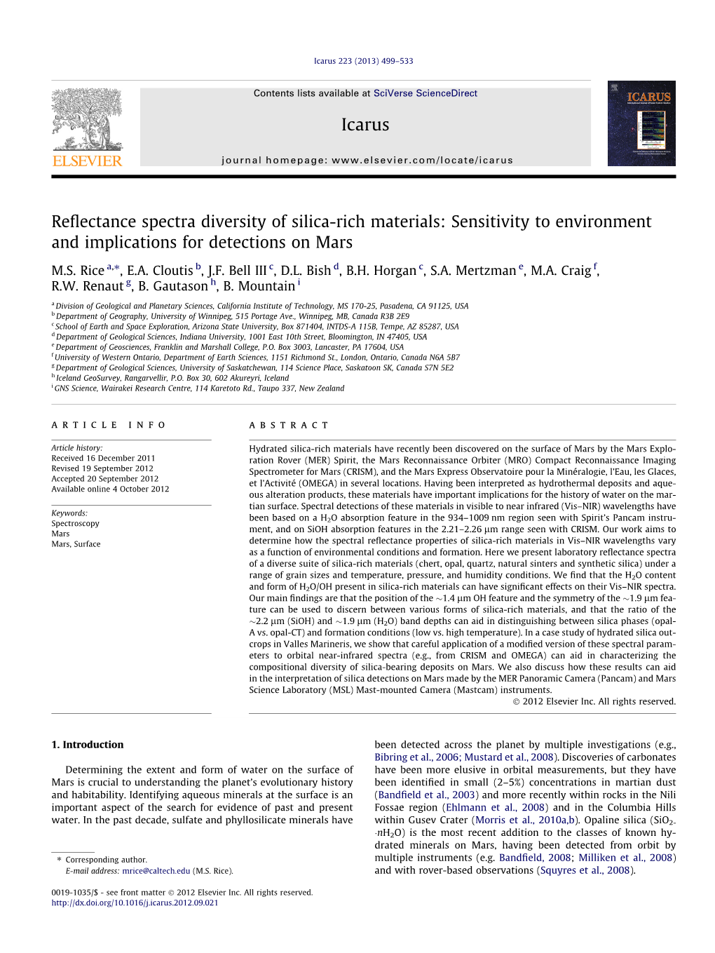 Reflectance Spectra Diversity of Silica-Rich Materials