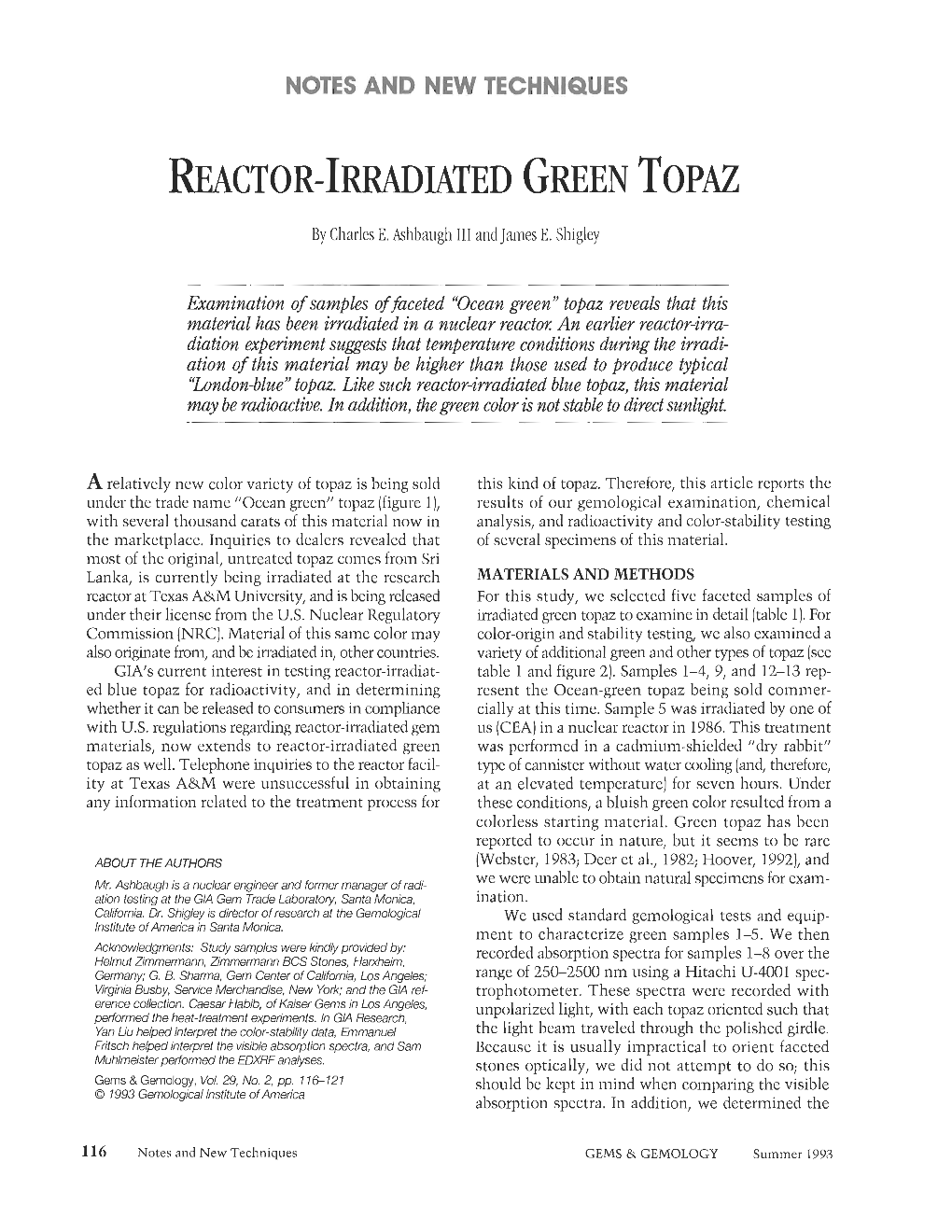 Reactor-Irradiated Green Topaz