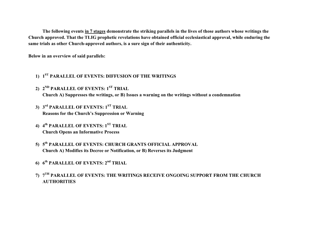 Approbation of the TLIG Writings in 7 Stages