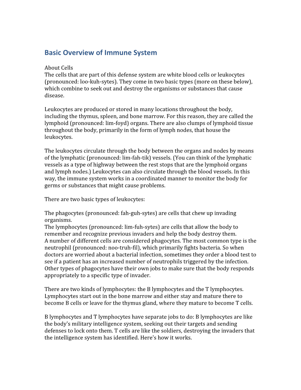 Basic Overview of Immune System