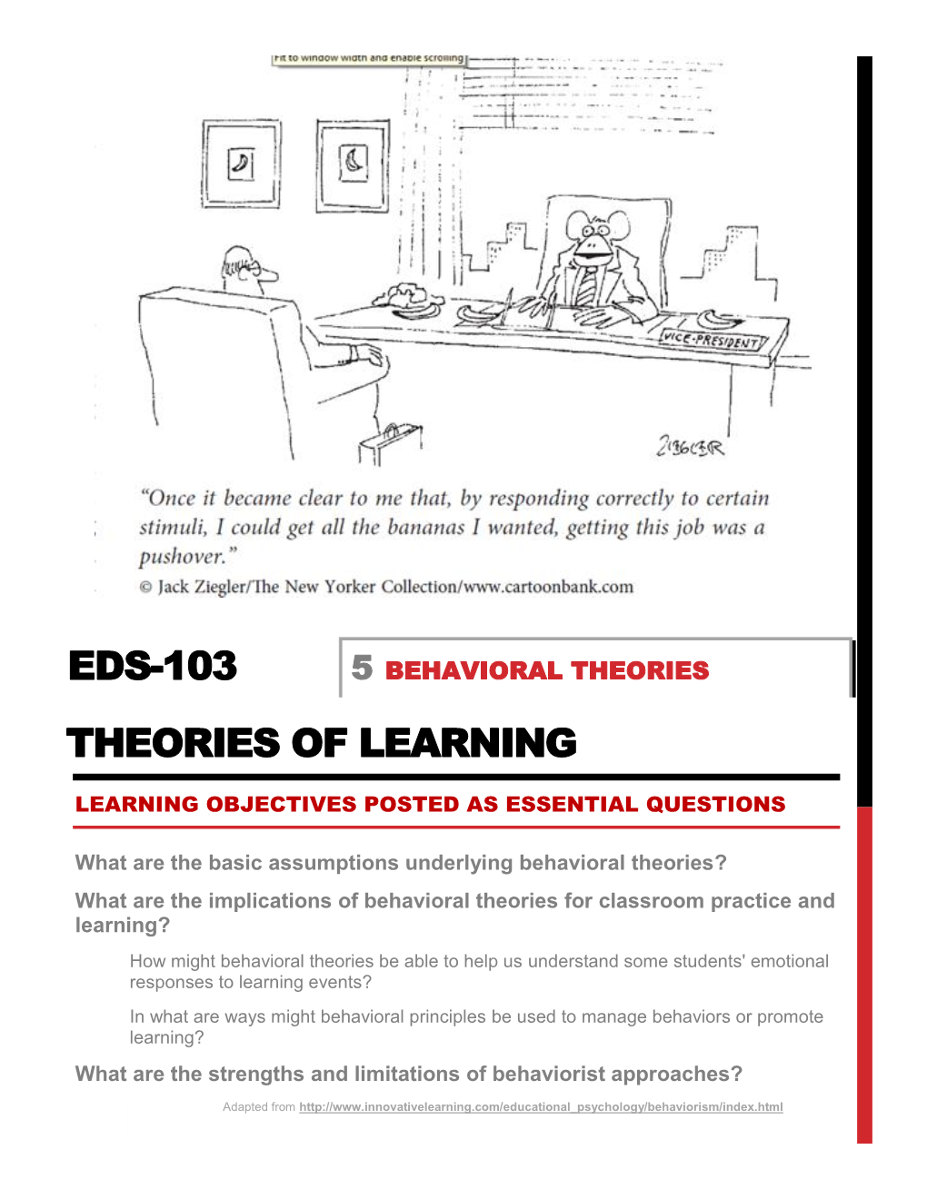 Module 5. BEHAVIORAL THEORIES