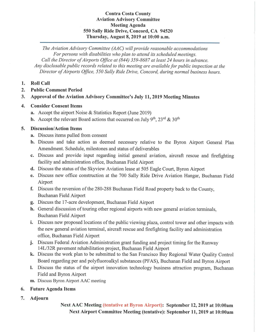 The Aviation Advisory Committee (AAC) Will Provide Reasonable Accommodations for Persons with Disabilities Who Plan to Attend Its Scheduled Meetings