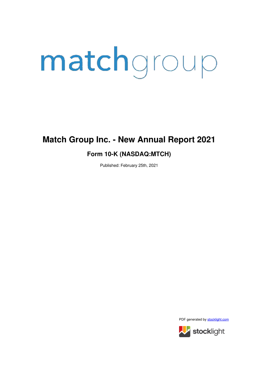 Match Group Inc. - New Annual Report 2021