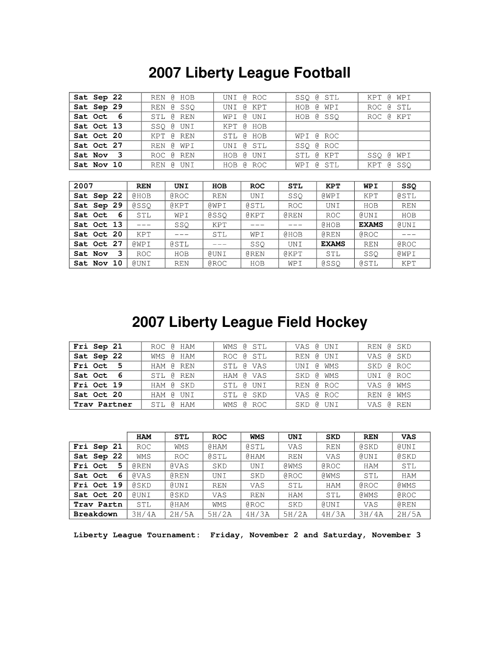 2007 Liberty League Football