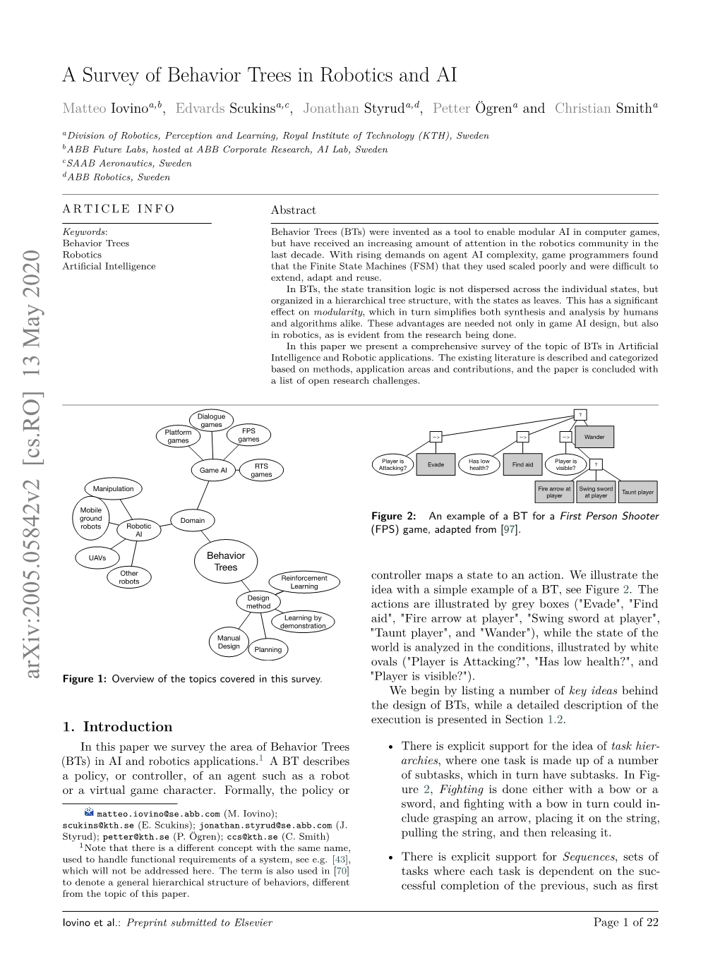 A Survey of Behavior Trees in Robotics and AI