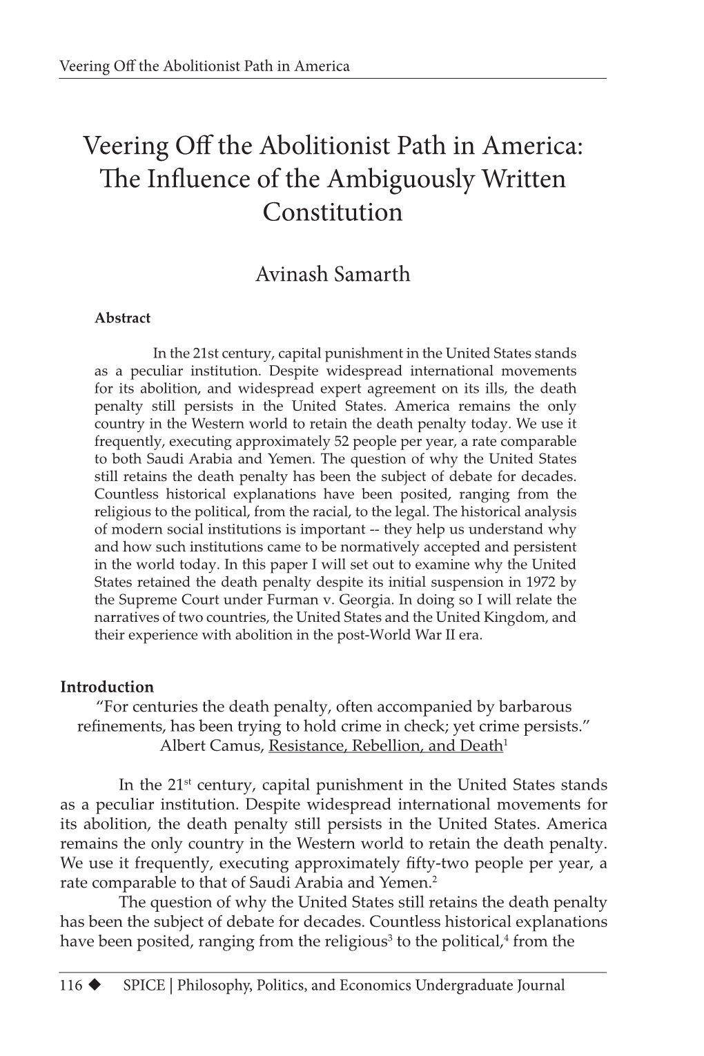 Veering Off the Abolitionist Path in America: the Influence of the Ambiguously Written Constitution