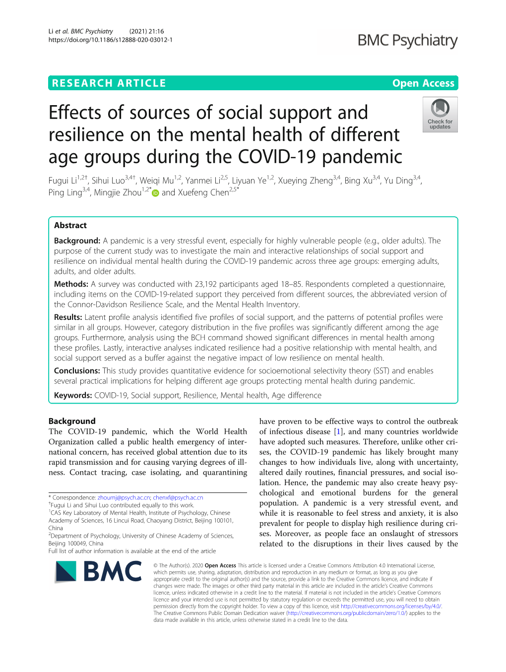 Effects of Sources of Social Support and Resilience on the Mental Health