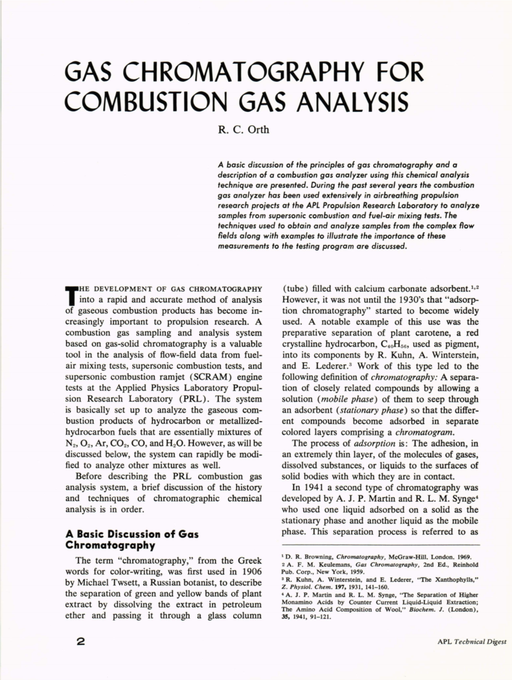 Gas Chromatography for Combustion Gas Analysis R