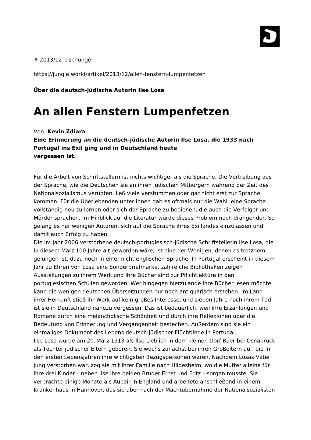 An Allen Fenstern Lumpenfetzen