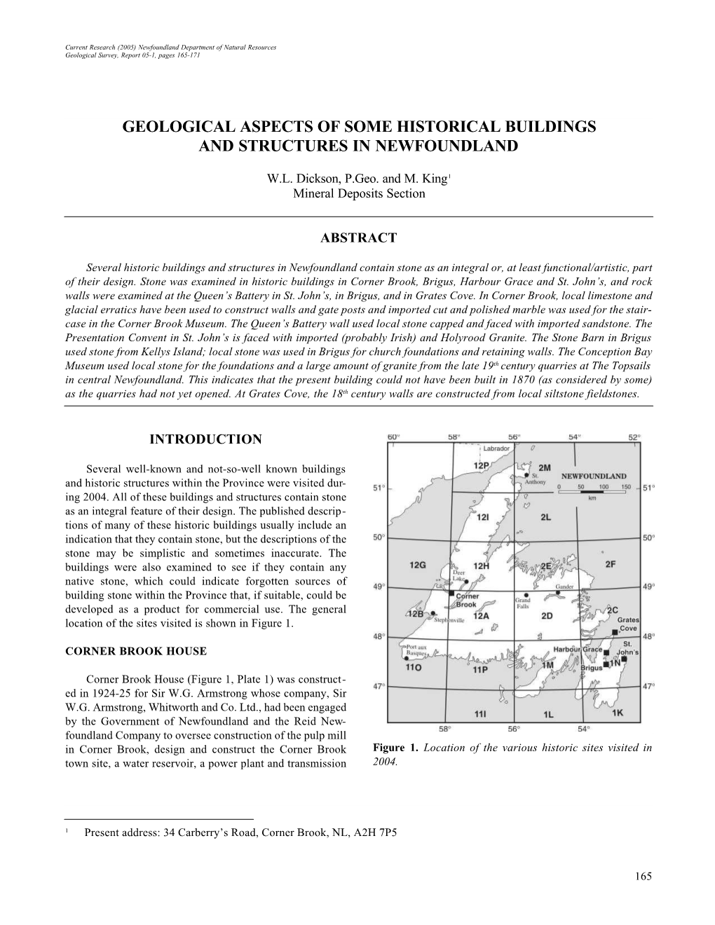 Geological Aspects of Some Historical Buildings and Structures in Newfoundland