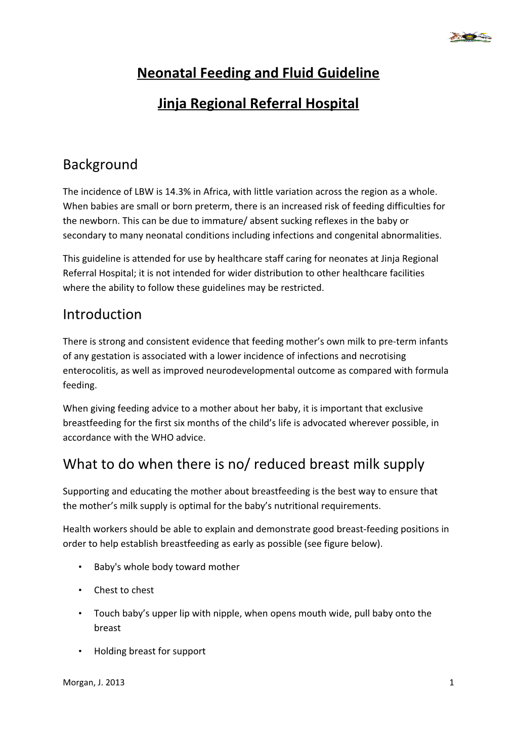 Neonatal Feeding and Fluid Guideline