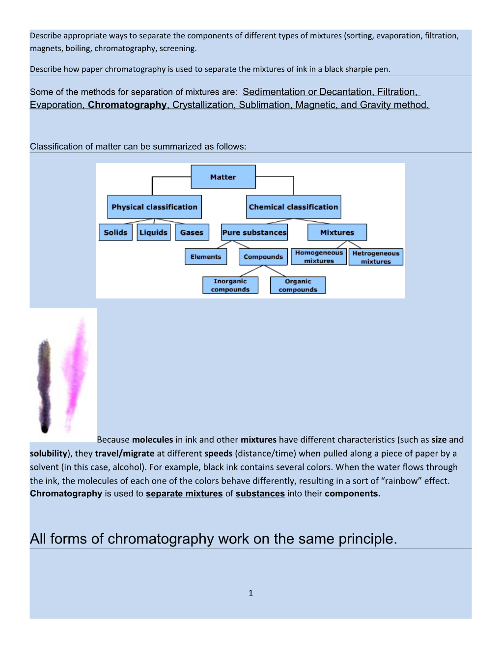 Classification of Matter Can Be Summarized As Follows