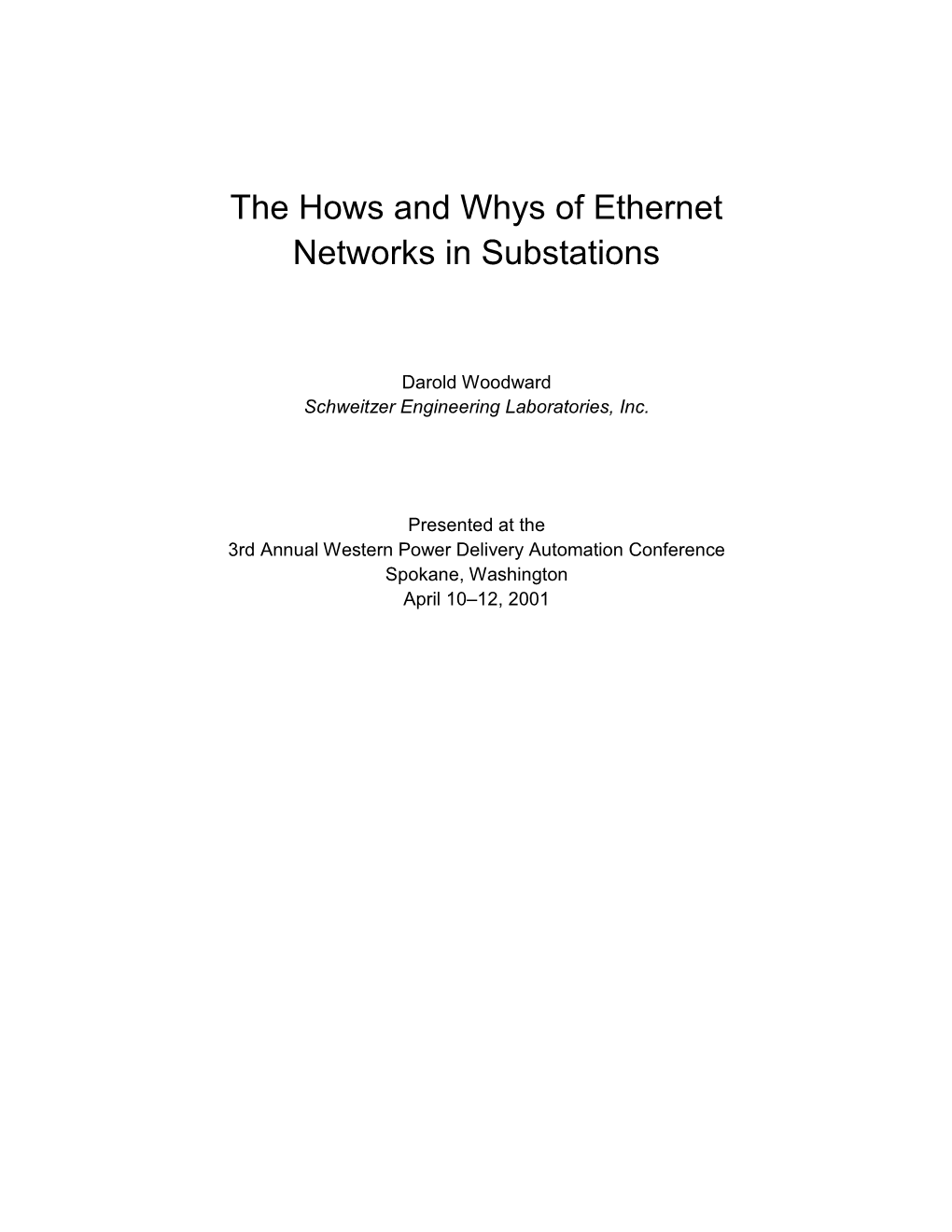 The Hows and Whys of Ethernet Networks in Substations