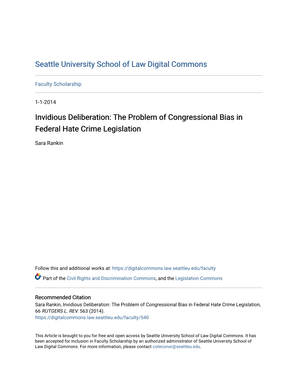 The Problem of Congressional Bias in Federal Hate Crime Legislation