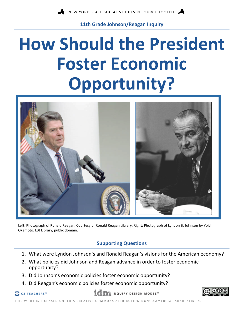 How Should the President Foster Economic Opportunity?