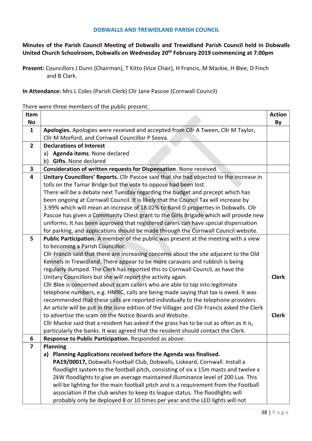 Dobwalls and Trewidland Parish Council