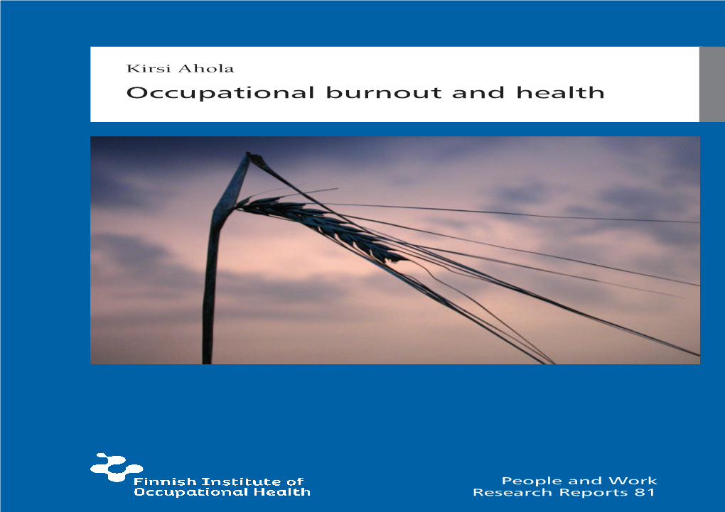 Occupational Burnout and Health