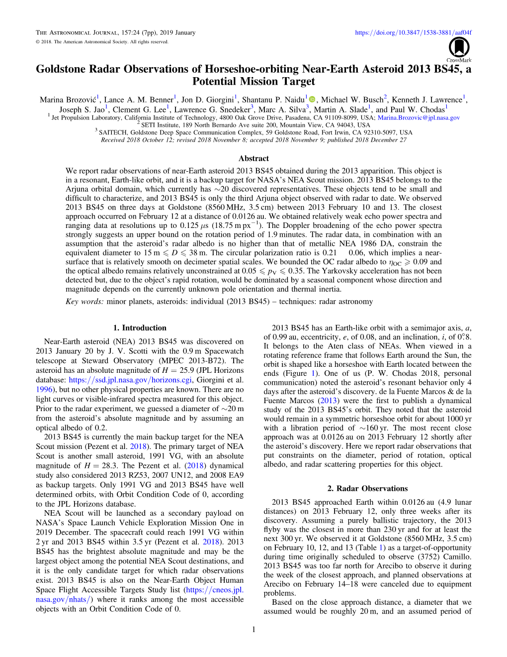 Goldstone Radar Observations of Horseshoe-Orbiting Near-Earth Asteroid 2013 BS45, a Potential Mission Target