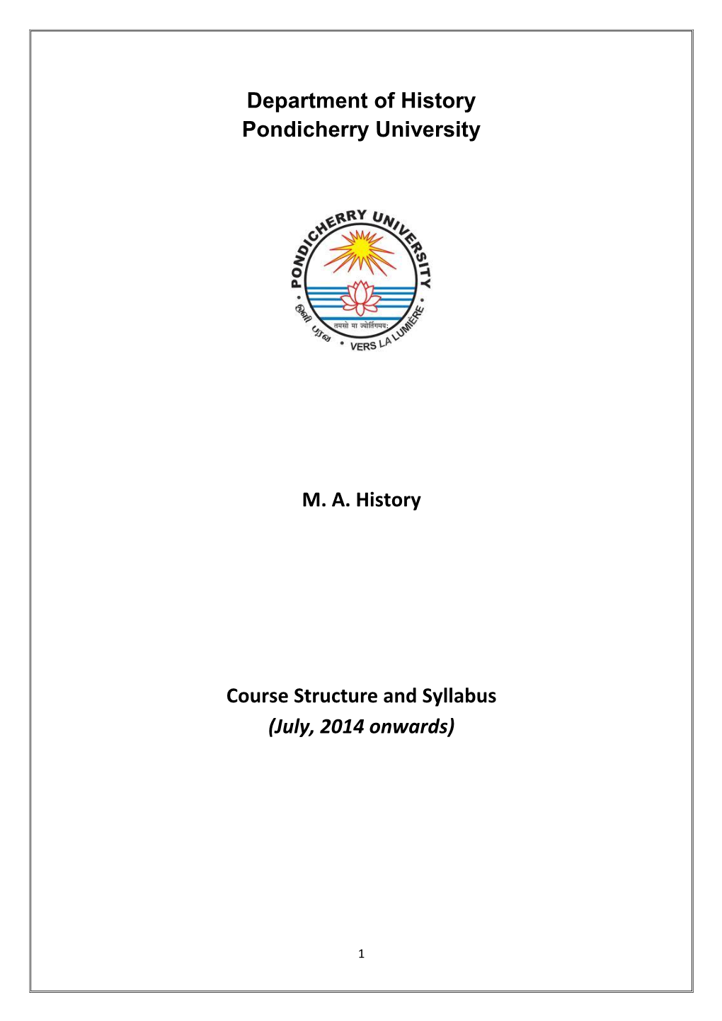 M.A. History Course Structure & Syllabus