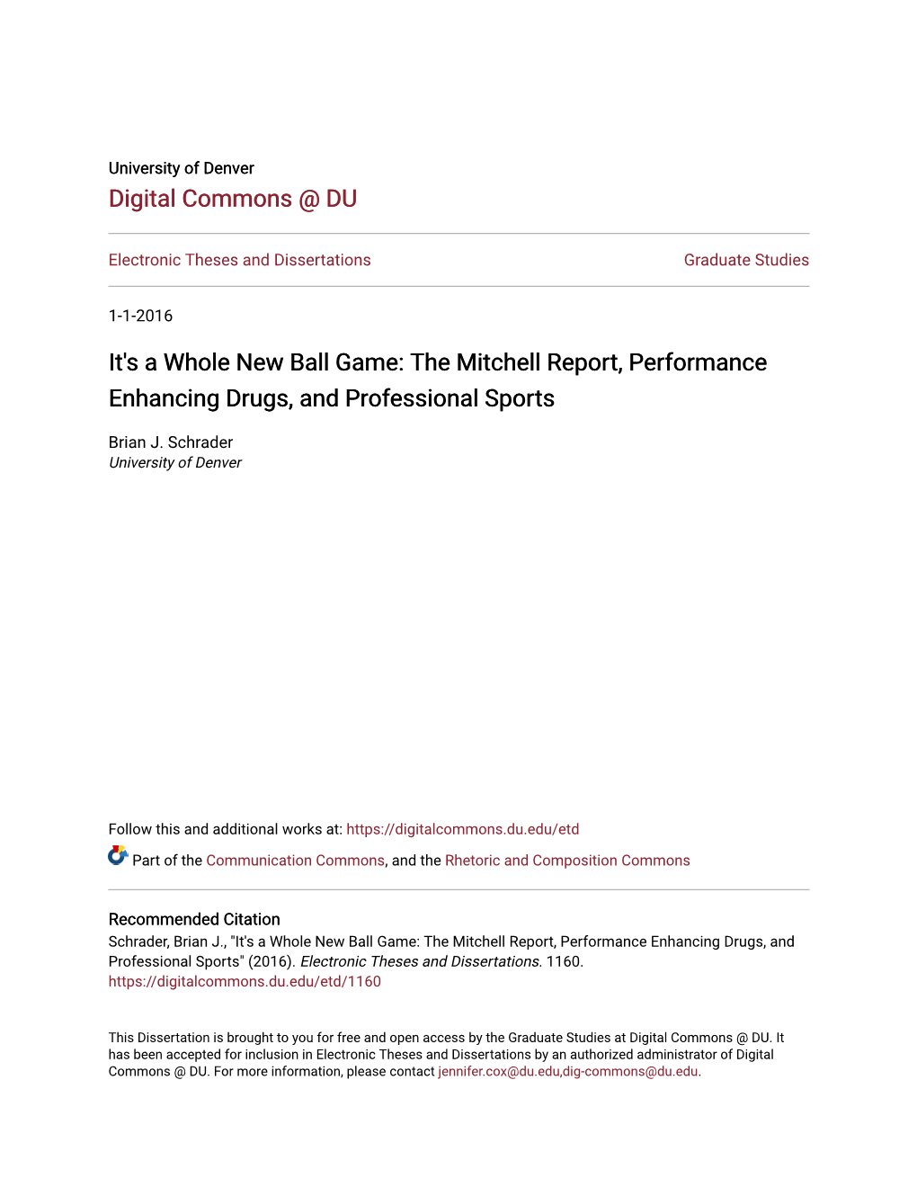 The Mitchell Report, Performance Enhancing Drugs, and Professional Sports