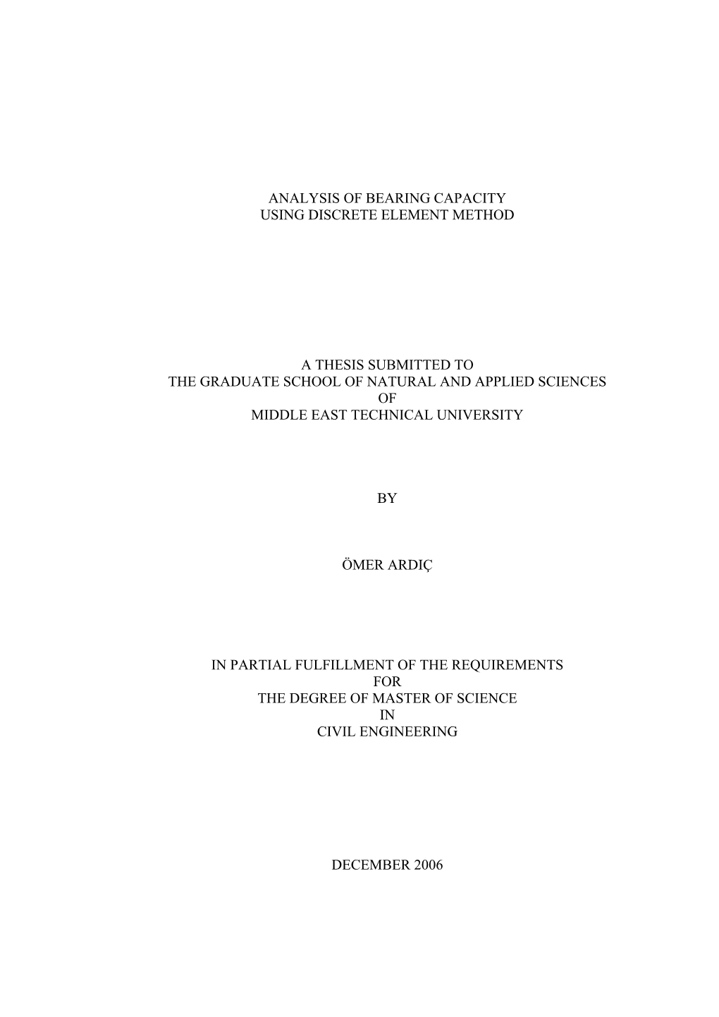 Analsis of Bearing Capacity Using Discrete Element