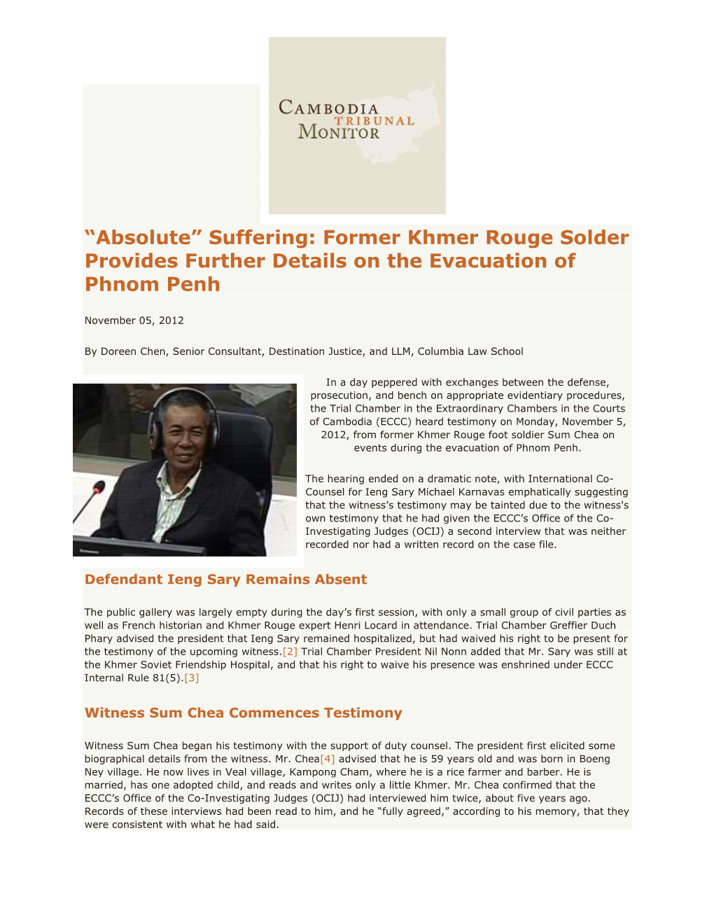 Former Khmer Rouge Solder Provides Further Details on the Evacuation of Phnom Penh