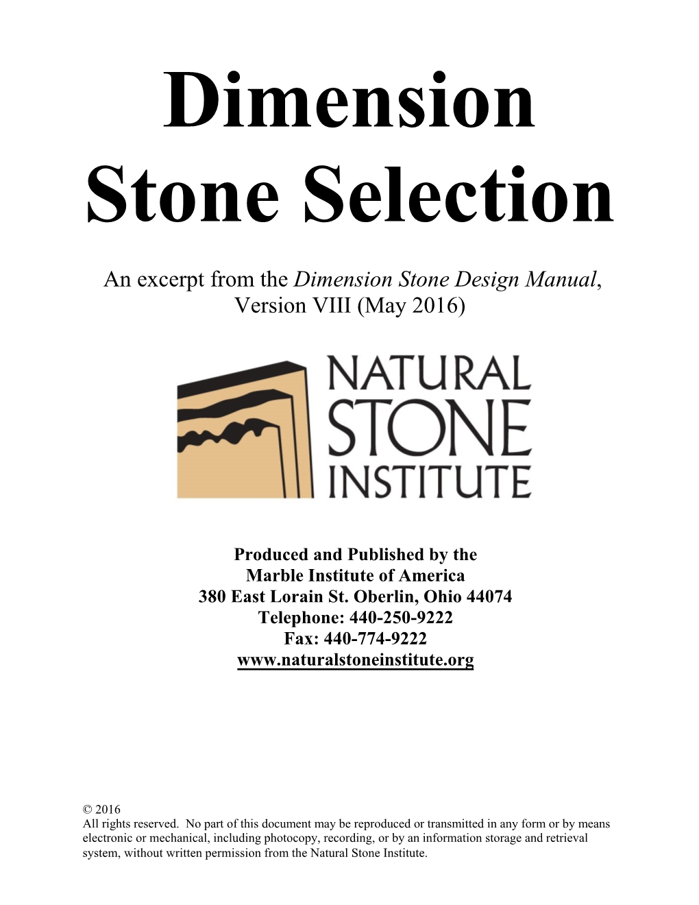 Dimension Stone Selection