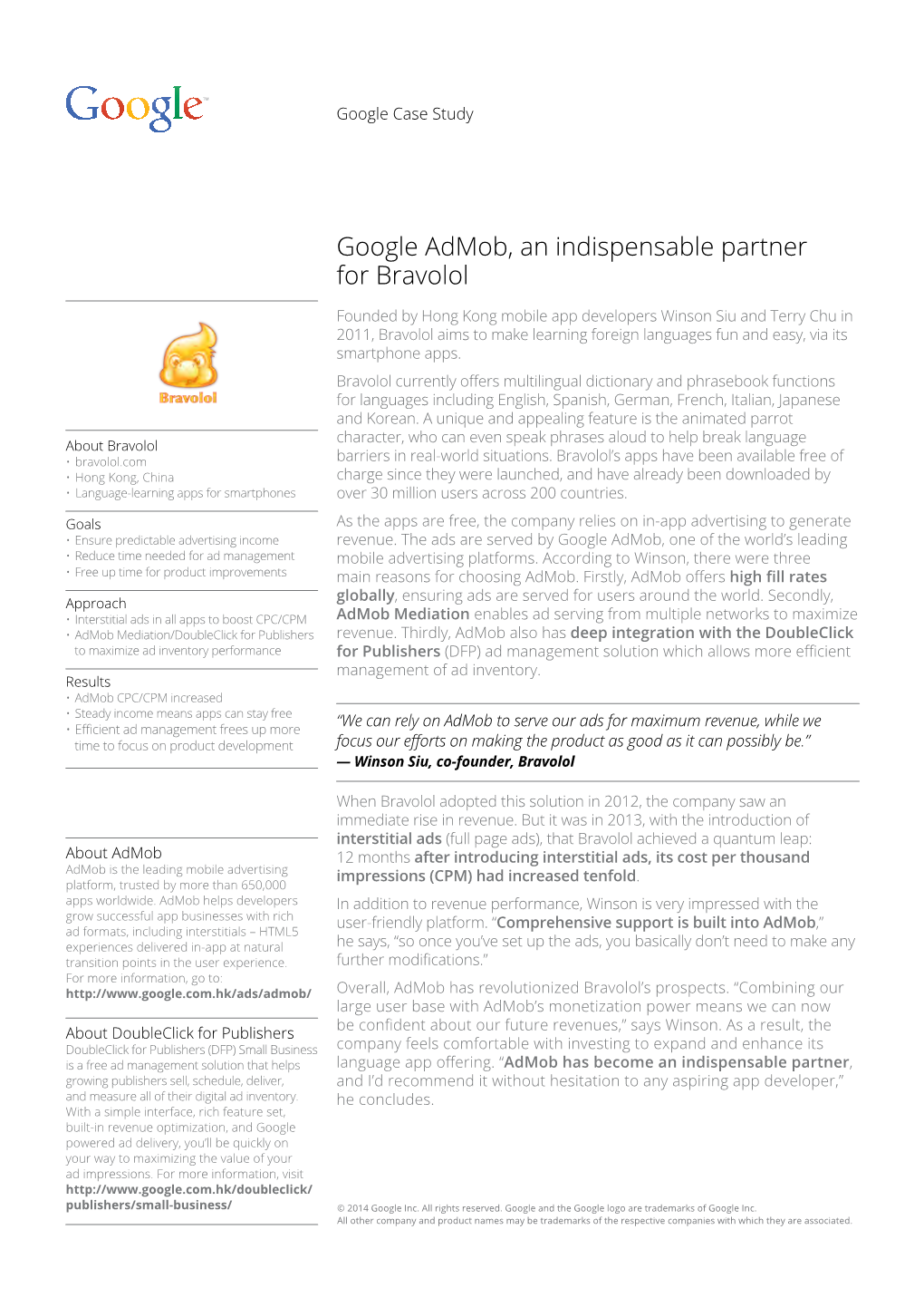 Google Admob, an Indispensable Partner for Bravolol