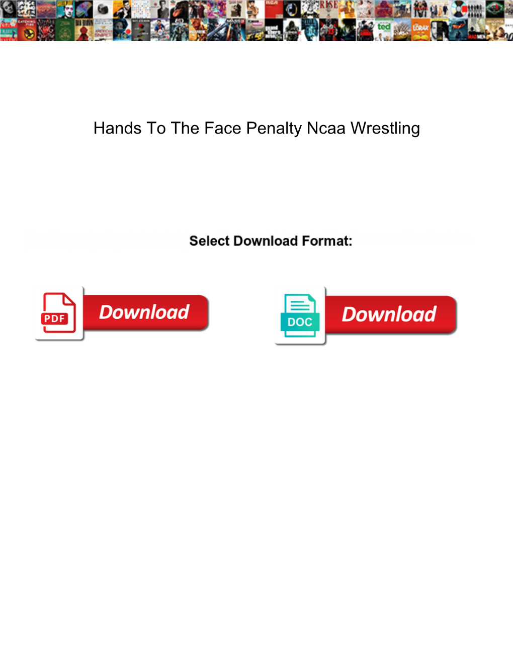 Hands to the Face Penalty Ncaa Wrestling