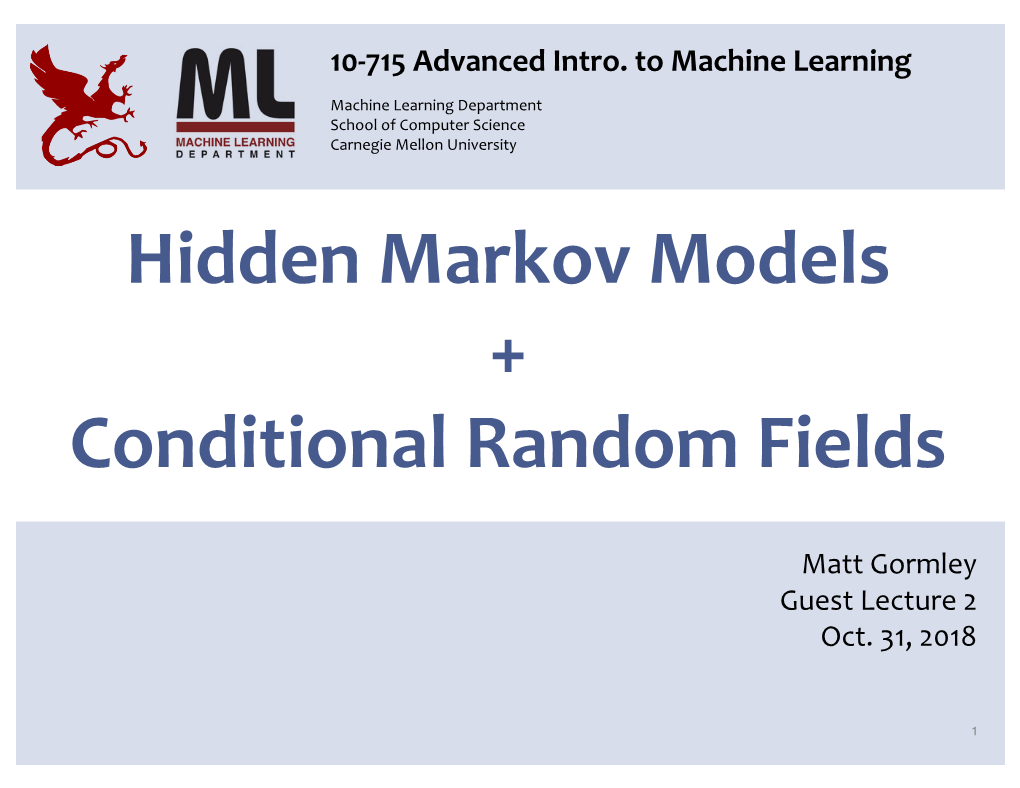 Hidden Markov Models + Conditional Random Fields