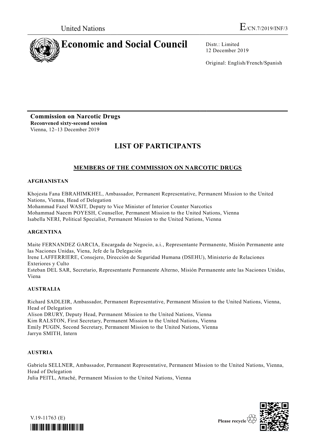 Economic and Social Council Distr.: Limited 12 December 2019